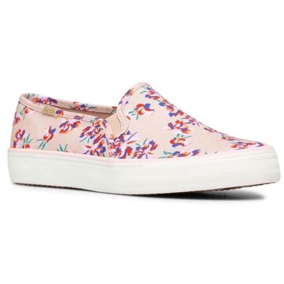 Keds Double Decker Tan Spring Floral Pink Canvas Slip-On Sneakers Size 10 B1 - Picture 1 of 8